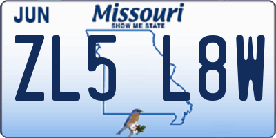 MO license plate ZL5L8W