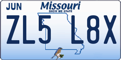 MO license plate ZL5L8X