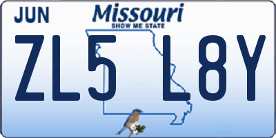 MO license plate ZL5L8Y