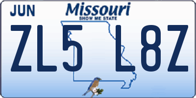MO license plate ZL5L8Z
