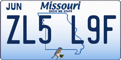 MO license plate ZL5L9F