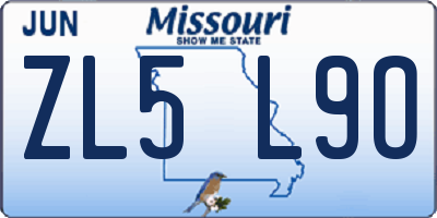 MO license plate ZL5L9O