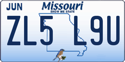 MO license plate ZL5L9U