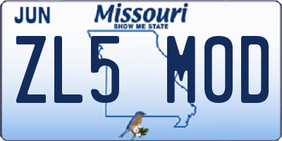 MO license plate ZL5M0D