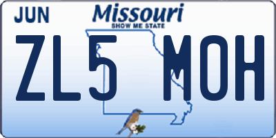 MO license plate ZL5M0H