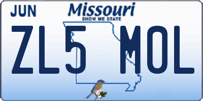 MO license plate ZL5M0L
