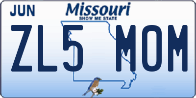 MO license plate ZL5M0M