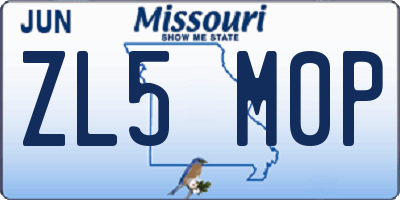 MO license plate ZL5M0P