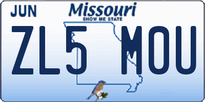MO license plate ZL5M0U