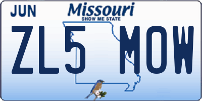 MO license plate ZL5M0W
