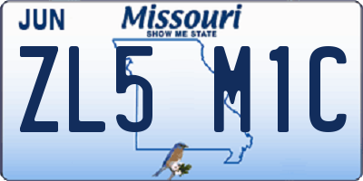 MO license plate ZL5M1C