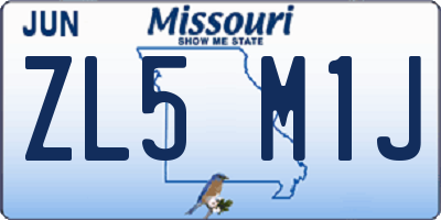 MO license plate ZL5M1J