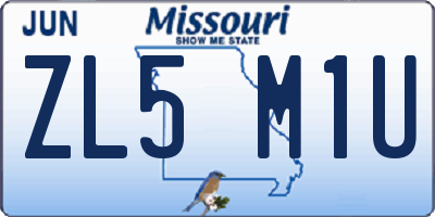 MO license plate ZL5M1U