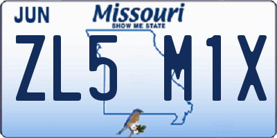 MO license plate ZL5M1X