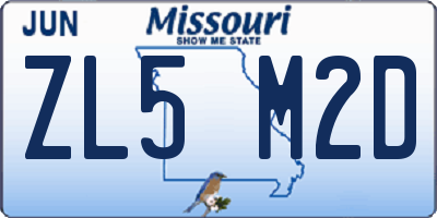 MO license plate ZL5M2D