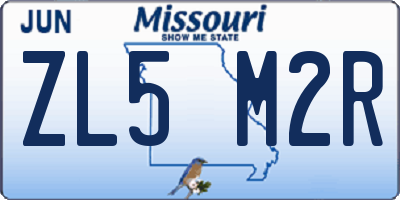 MO license plate ZL5M2R