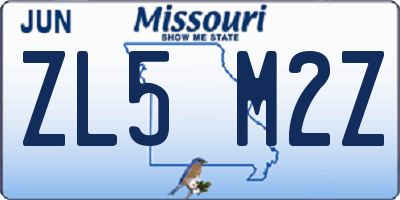 MO license plate ZL5M2Z