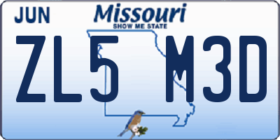 MO license plate ZL5M3D