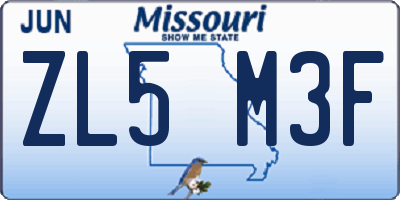 MO license plate ZL5M3F