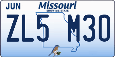 MO license plate ZL5M3O