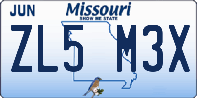 MO license plate ZL5M3X