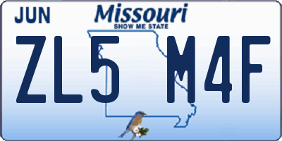 MO license plate ZL5M4F