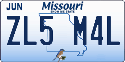 MO license plate ZL5M4L
