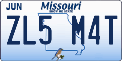 MO license plate ZL5M4T