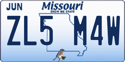 MO license plate ZL5M4W