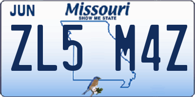 MO license plate ZL5M4Z