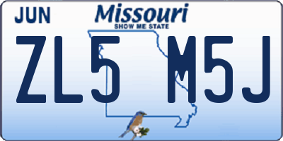MO license plate ZL5M5J