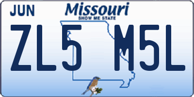 MO license plate ZL5M5L