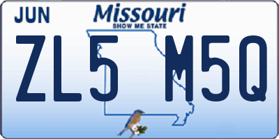 MO license plate ZL5M5Q