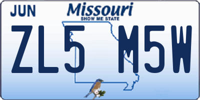 MO license plate ZL5M5W