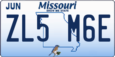 MO license plate ZL5M6E