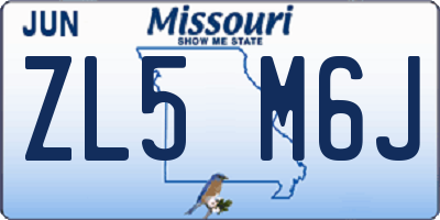 MO license plate ZL5M6J