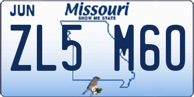 MO license plate ZL5M6O