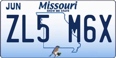 MO license plate ZL5M6X