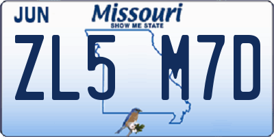 MO license plate ZL5M7D