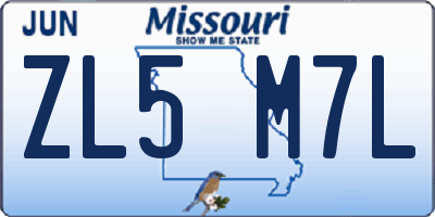 MO license plate ZL5M7L