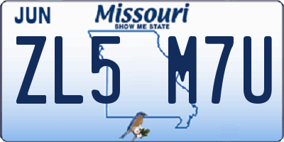 MO license plate ZL5M7U