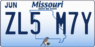 MO license plate ZL5M7Y