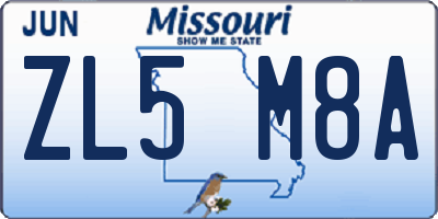 MO license plate ZL5M8A