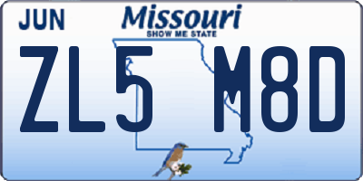 MO license plate ZL5M8D
