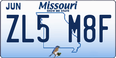 MO license plate ZL5M8F