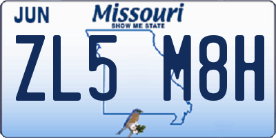 MO license plate ZL5M8H