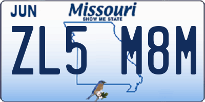 MO license plate ZL5M8M