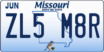 MO license plate ZL5M8R
