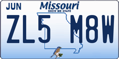 MO license plate ZL5M8W