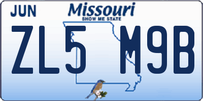 MO license plate ZL5M9B